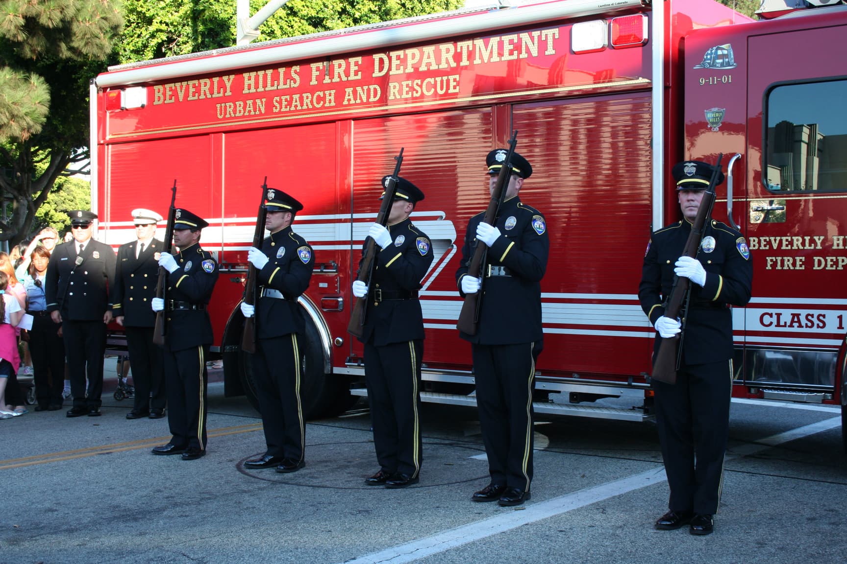 Annual remembrance ceremony honor guard at the Beverly Hills 9/11 Memorial Garden