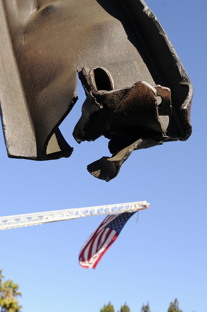 World Trade Center steel beam at the Beverly Hills 9/11 Memorial Garden